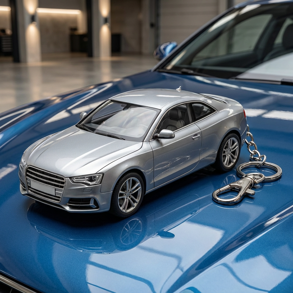 Navy Silver Car Keychain