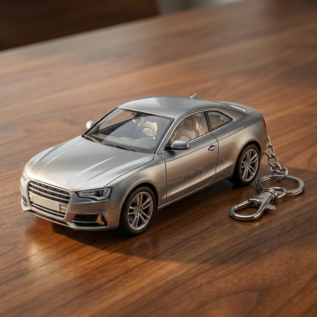Navy Silver Car Keychain
